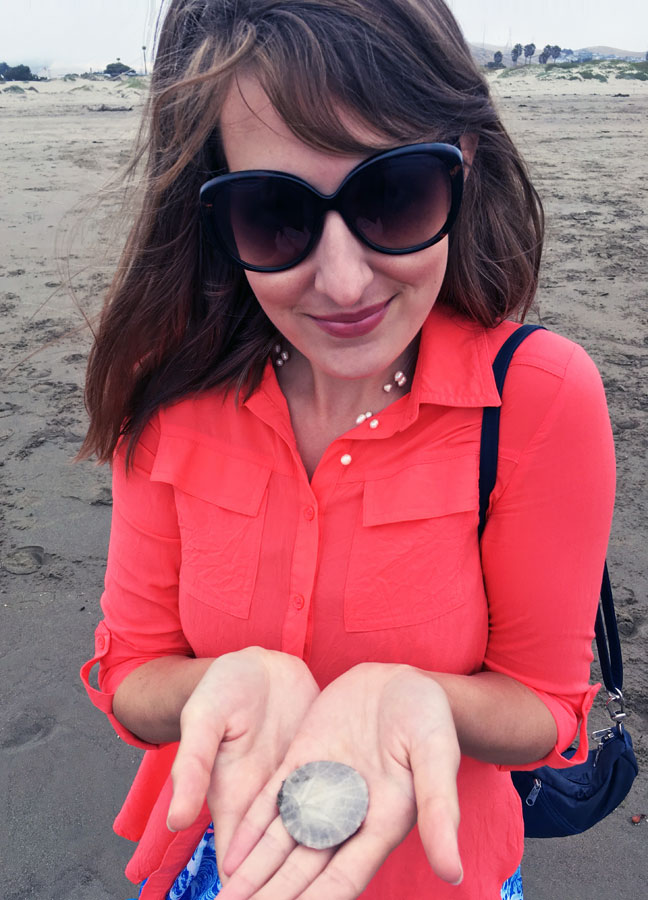 Sarah with a sand dollar