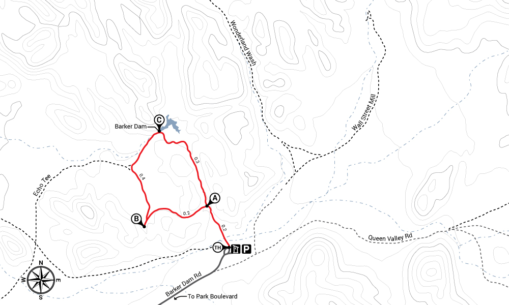 Hike the Barker Dam Trail Map