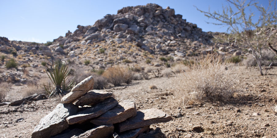 Large rock mound at saddle